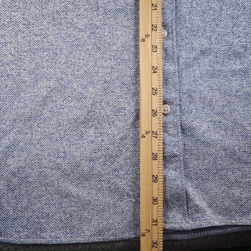 Tommy Bahama San Lucio Stretch Shirt Mens 2XB Blue Herringbone Long Sleeve - Picture 8 of 12